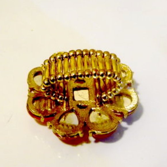 Coral  Color Floral Crystal Stretch Ring Size 9-12 - Picture 5 of 6